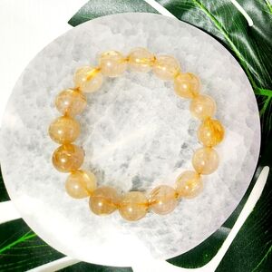 Golden rutilated quartz bracelet - natural rutile crystals